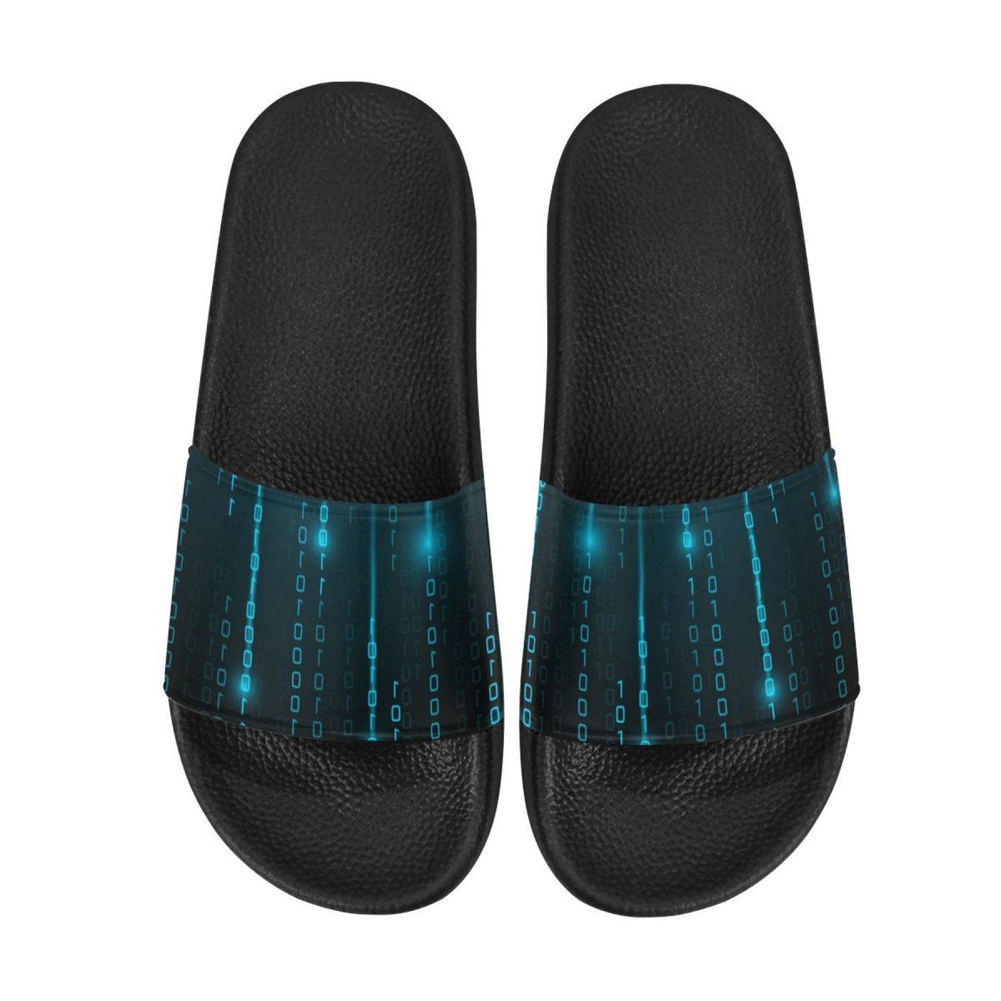Uniquely You Womens Slides / Flip-Flop Sandals - Blue Matrix Print