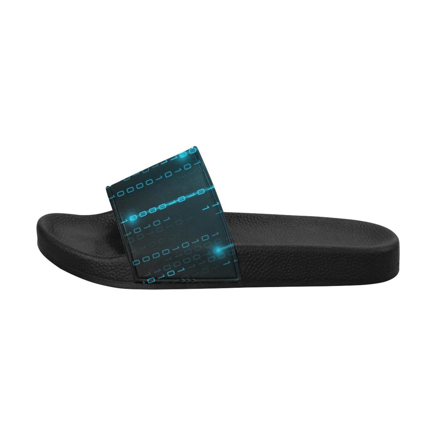 Uniquely You Womens Slides / Flip-Flop Sandals - Blue Matrix Print